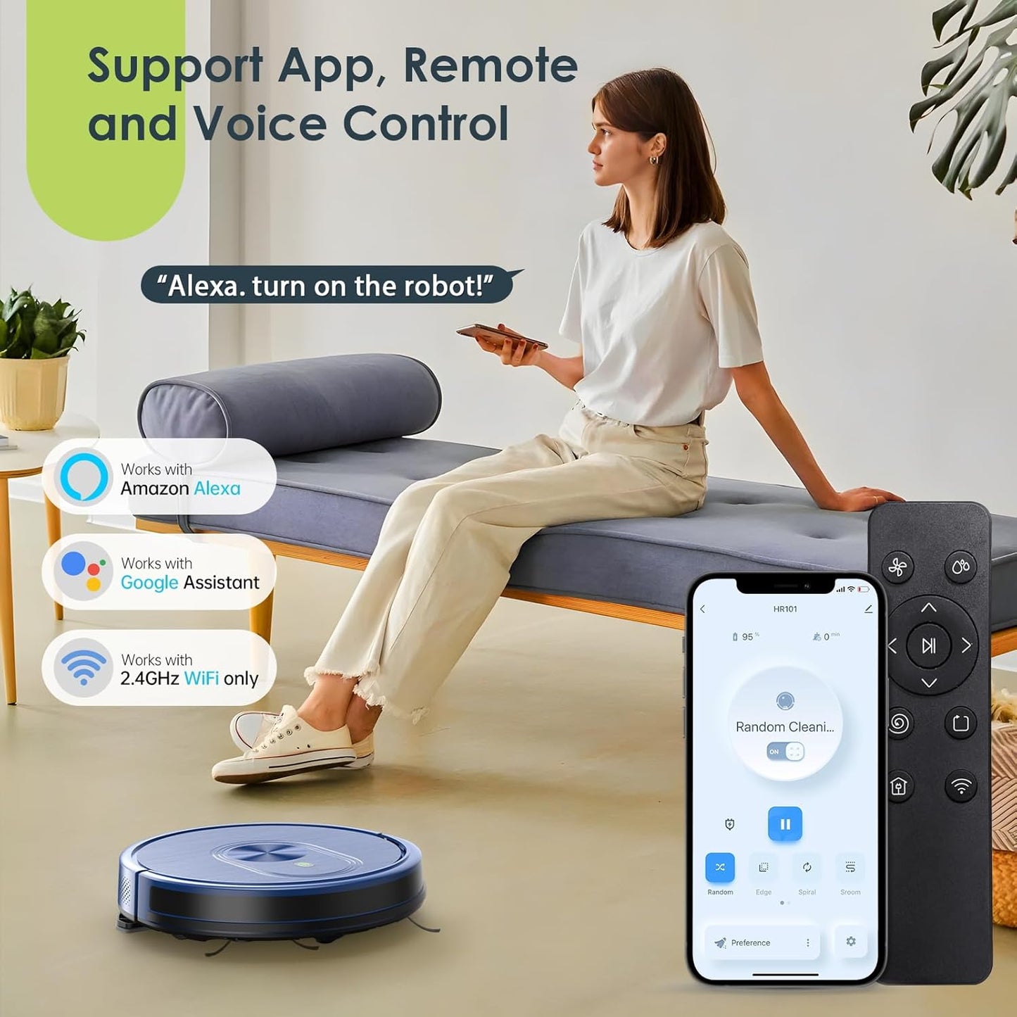 Robot Vacuum, 3 in 1 Robotic Vacuum and Mop Combo with Schedule, Mopping Robot Vacuum Cleaner - Bellso
