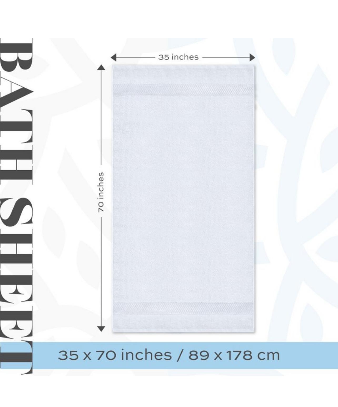 White Classic Luxury 100% huge Cotton Bath Sheets Set of 2 35x70" - Bellso
