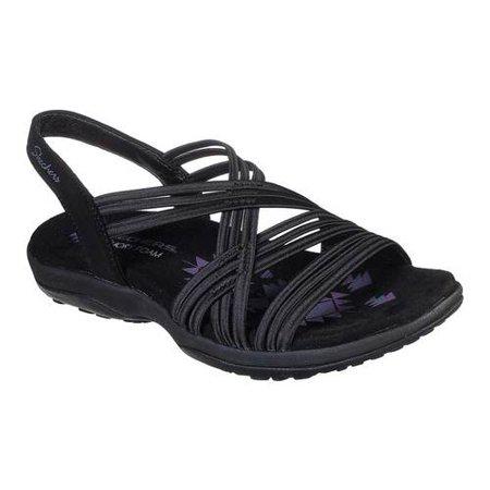 Skechers Women's Reggae Slim Simply Stretch Sport Sandal Size 8, Black - Bellso