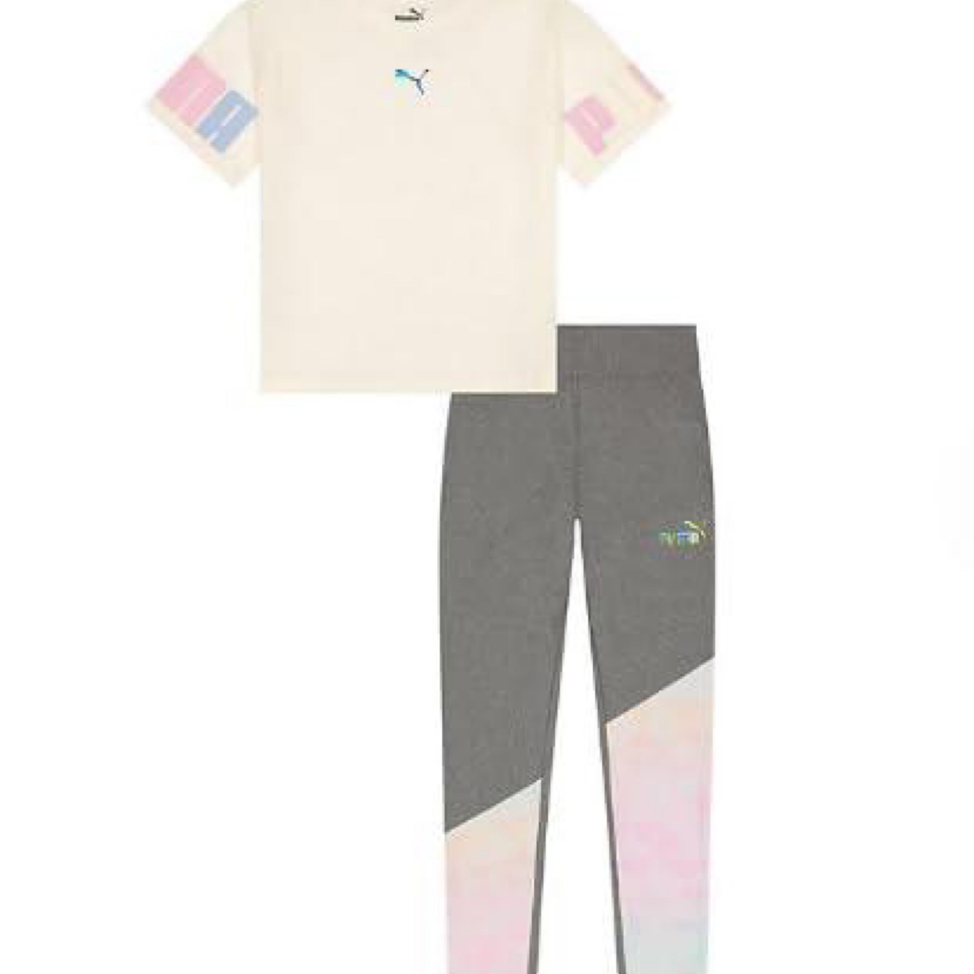 PUMA Girls ' 2 Piece Legging Set Black/Coral Medium (Large) - Bellso