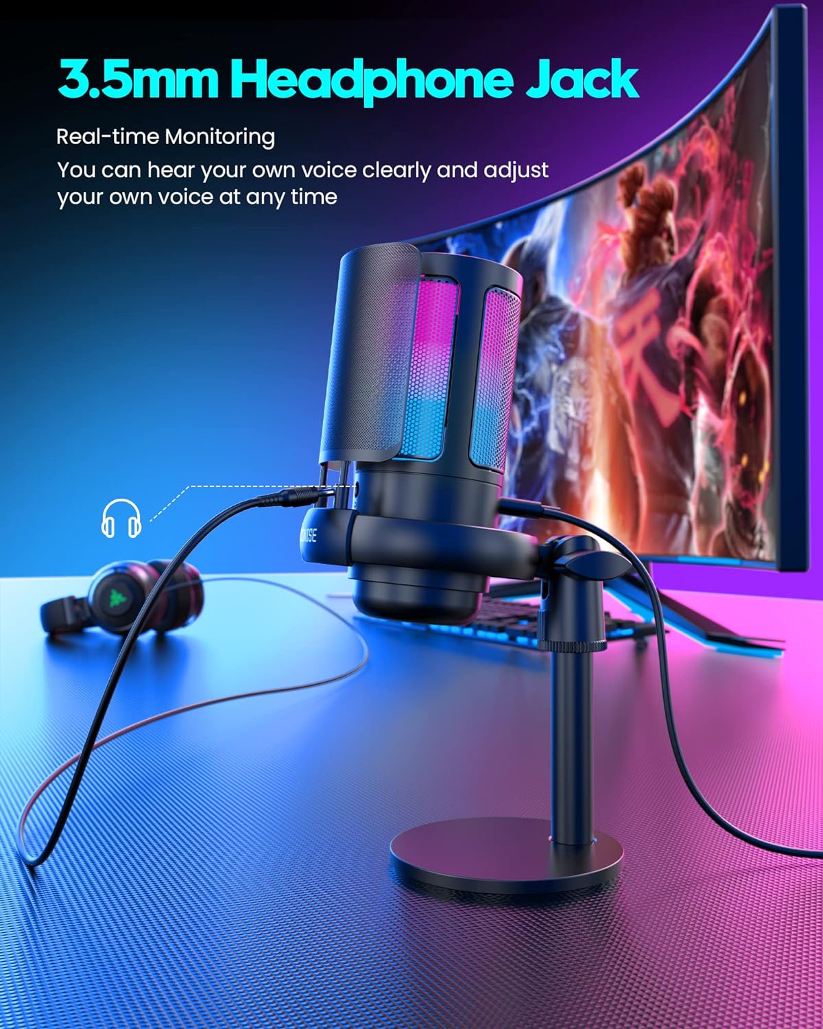 COCONISE Gaming Microphone, USB PC Mic for Podcasts Videos, Streaming, Condenser Mic - Bellso
