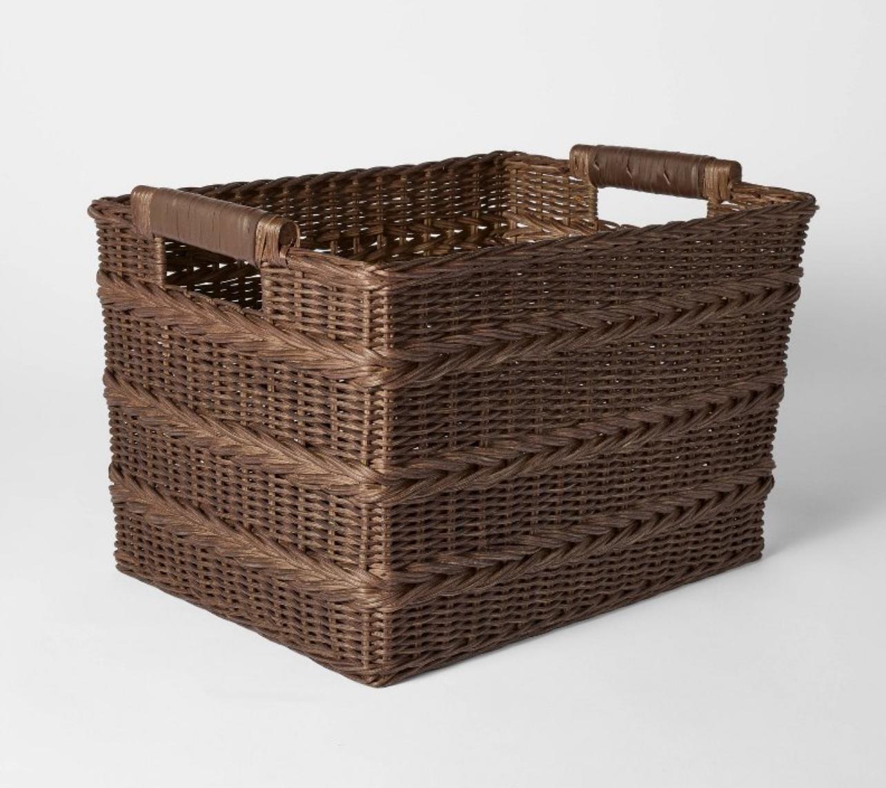 Rectangle Rattan Decorative Basket Dark Brown - Bellso