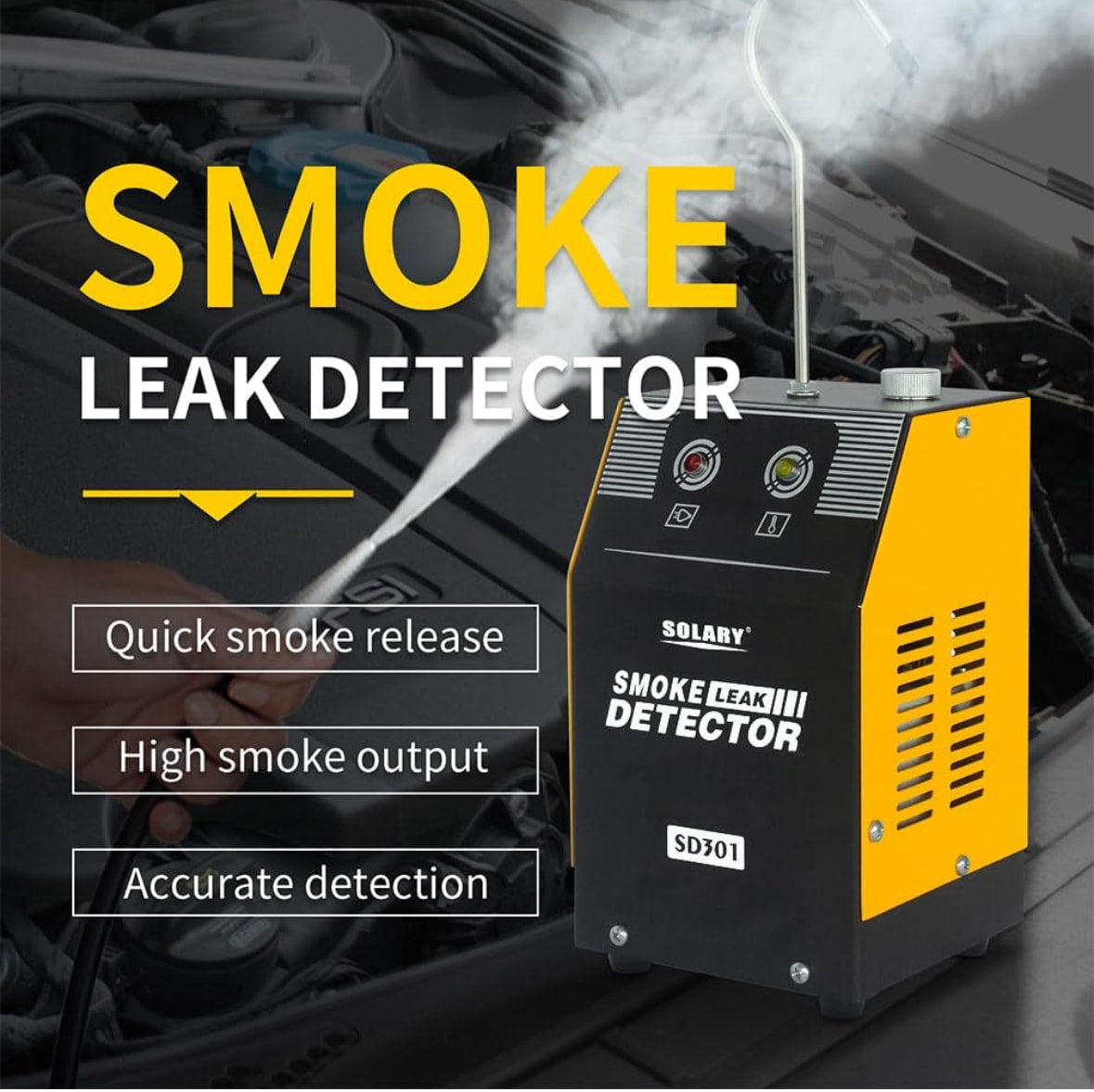 Solary Automotive Smoke Machine Leak Detector - 12V DC EVAP Vacuum Diagnostic Tester for Pipe System - Bellso