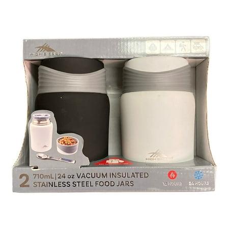 High Sierra 2-Pack Vacuum Insulated Stainless Steel Food Jars  24 oz. (Black and White) - Bellso