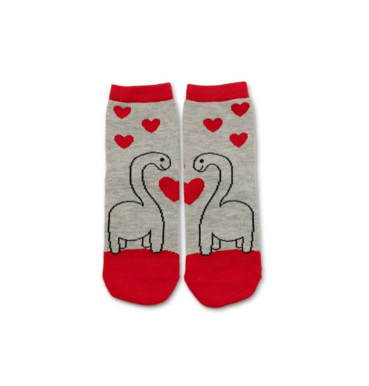 Kids Dino Socks Gray-Red Size 7-8.5 -1.00 - Bellso