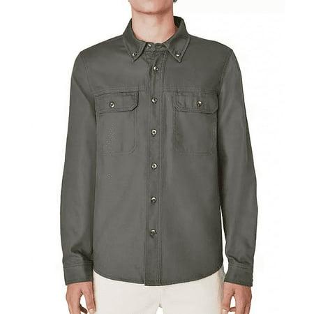 Lucky Brand Men Large Long Sleeve Button Down Shirt Jacket (Raven - Bellso