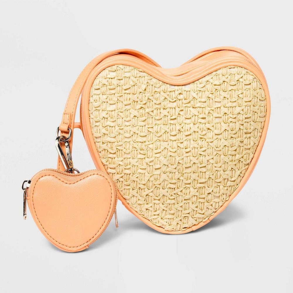 Girls' Woven Heart Crossbody Bag with Pouch - Art CLASSTM Orange - Bellso