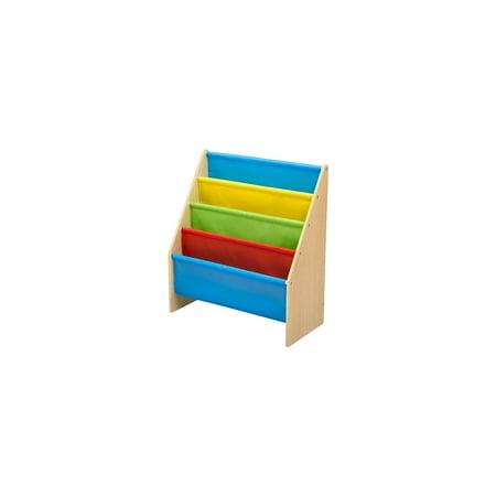Delta Children Sling Book Rack 4-Tier 28 H Bookshelf Natural/Blue/Red/Green/Yellow (TB84452GN-1189) - Bellso