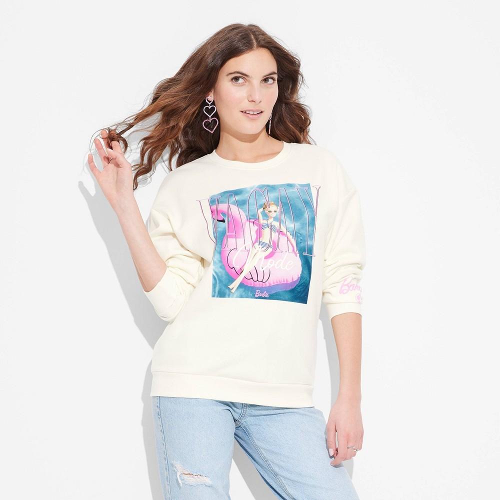 Women's Barbie Vacation Mode Graphic Sweatshirt - Off-White M - Bellso