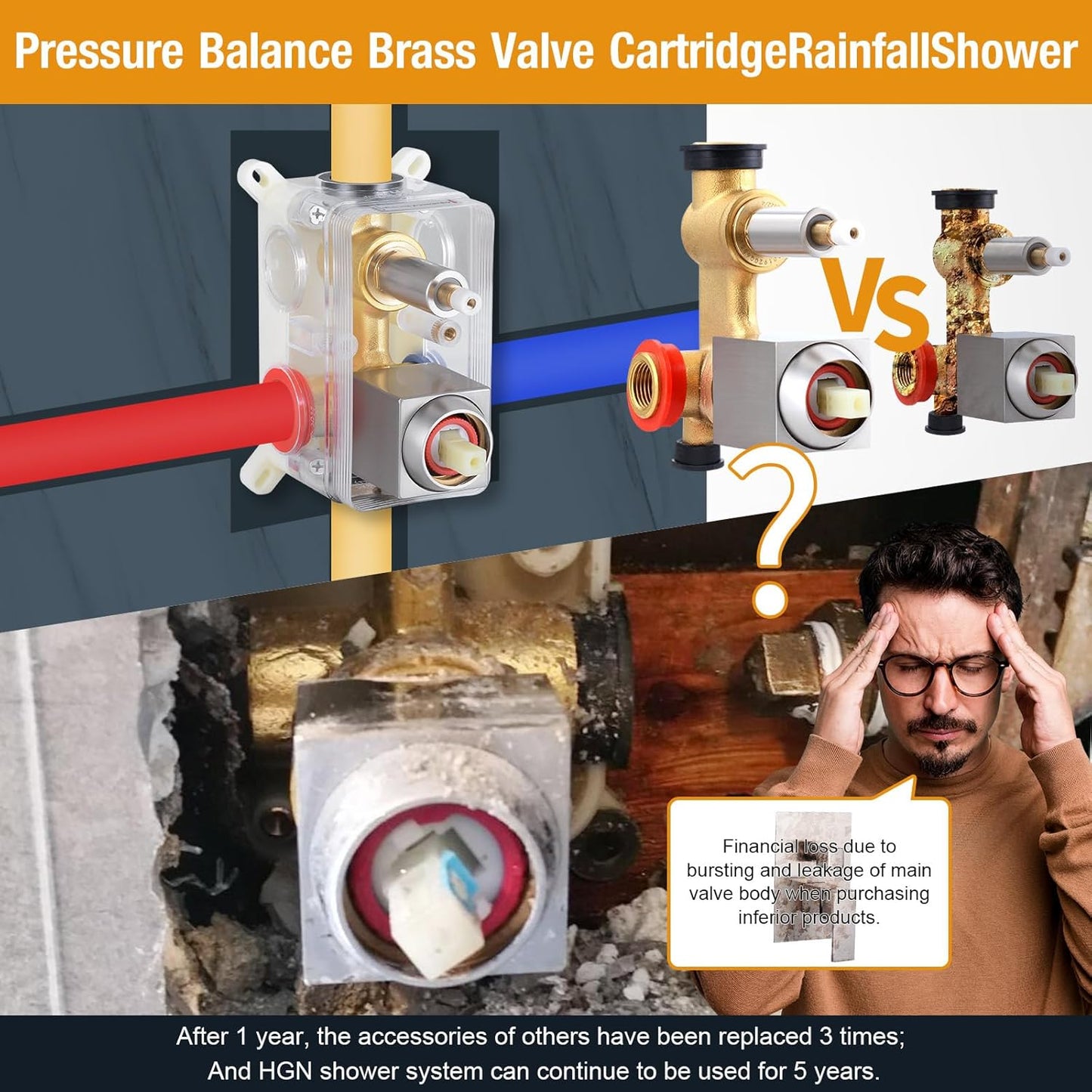 HGN 10 Inches Bathroom Rain Shower Combo Set Wall Mounted Rainfall Brushed Nickel Shower - Bellso