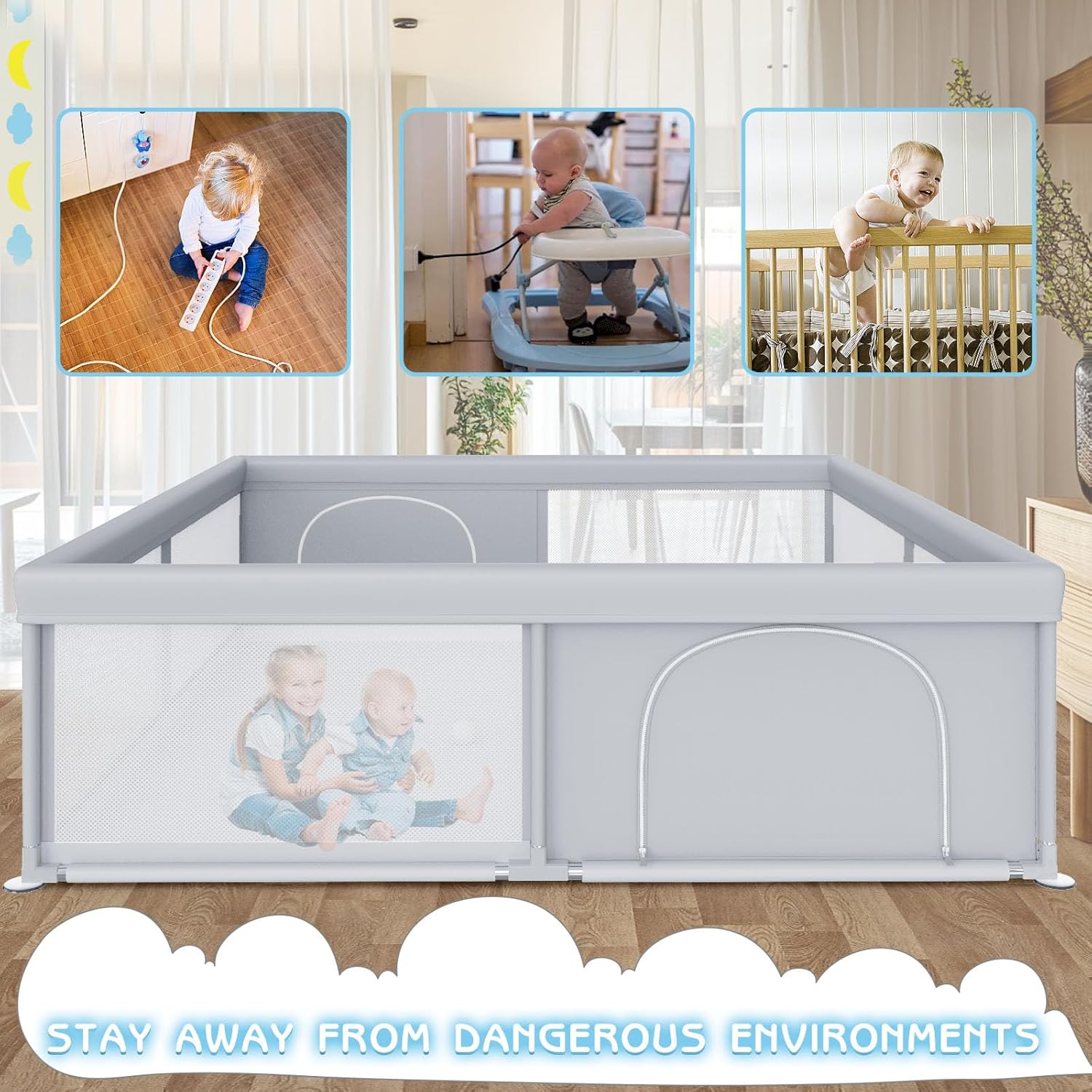 besuhot Large Baby Playpen 79x79 Inch, Playpens for Babies and Toddlers, Indoor & Outdoor - Bellso