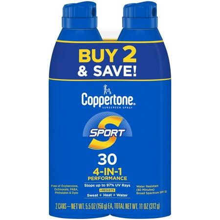 Coppertone Sport Sunscreen Spray - SPF 30 - Twin Pack 11oz - Bellso