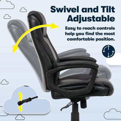 Serta Mid-Back Office Chair With Mesh Accents And Memory Foam Black - Bellso