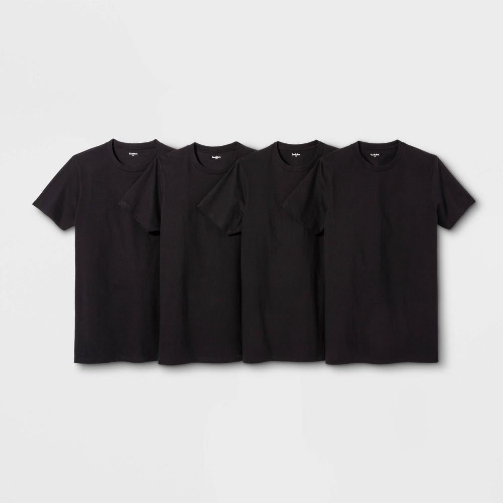 Men's Short Sleeve 4PK Crew-Neck T-Shirt black - Bellso