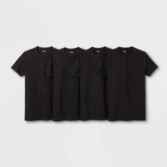Men's Short Sleeve 4PK Crew-Neck T-Shirt black - Bellso