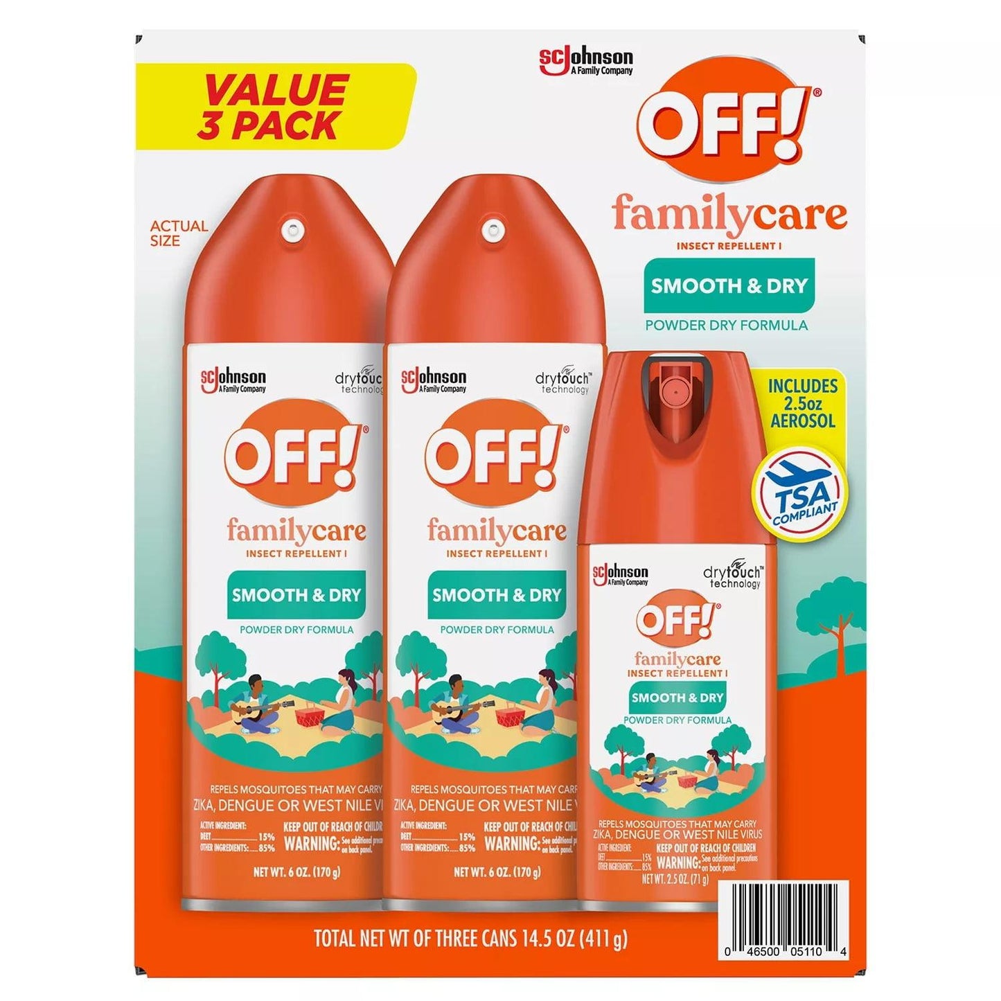 OFF! Family Care Mosquito Repellent Smooth and Dry  2 x 6 Ounce & 2.5 Ounce - Bellso
