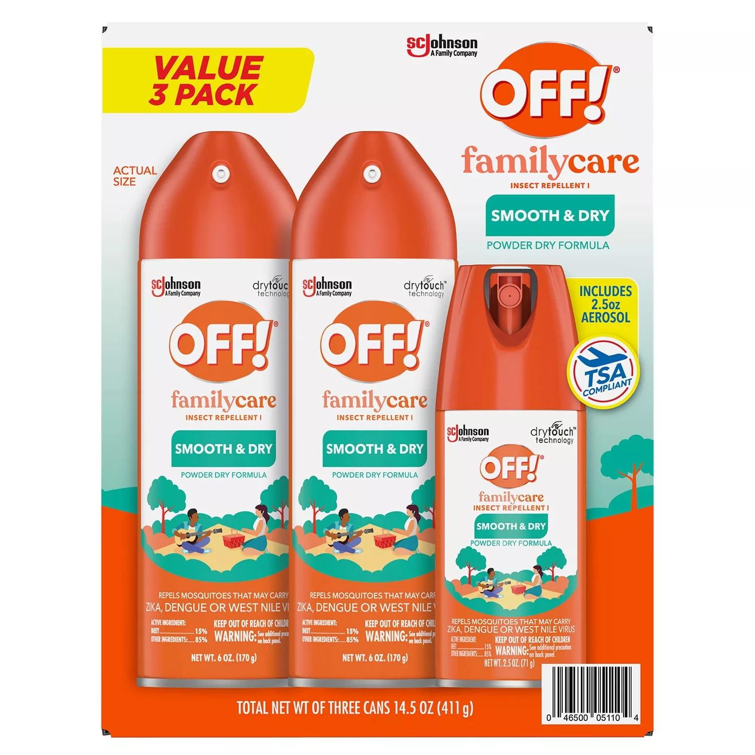 OFF! Family Care Mosquito Repellent Smooth and Dry  2 x 6 Ounce & 2.5 Ounce - Bellso