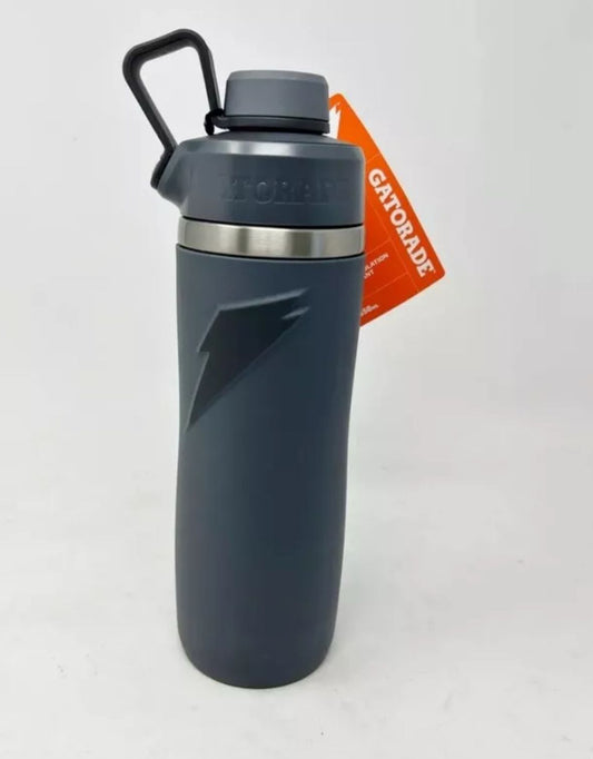 Gatorade Overtime Bottle 22oz Stainless Steel Twist Cap Gray Insulated - Bellso