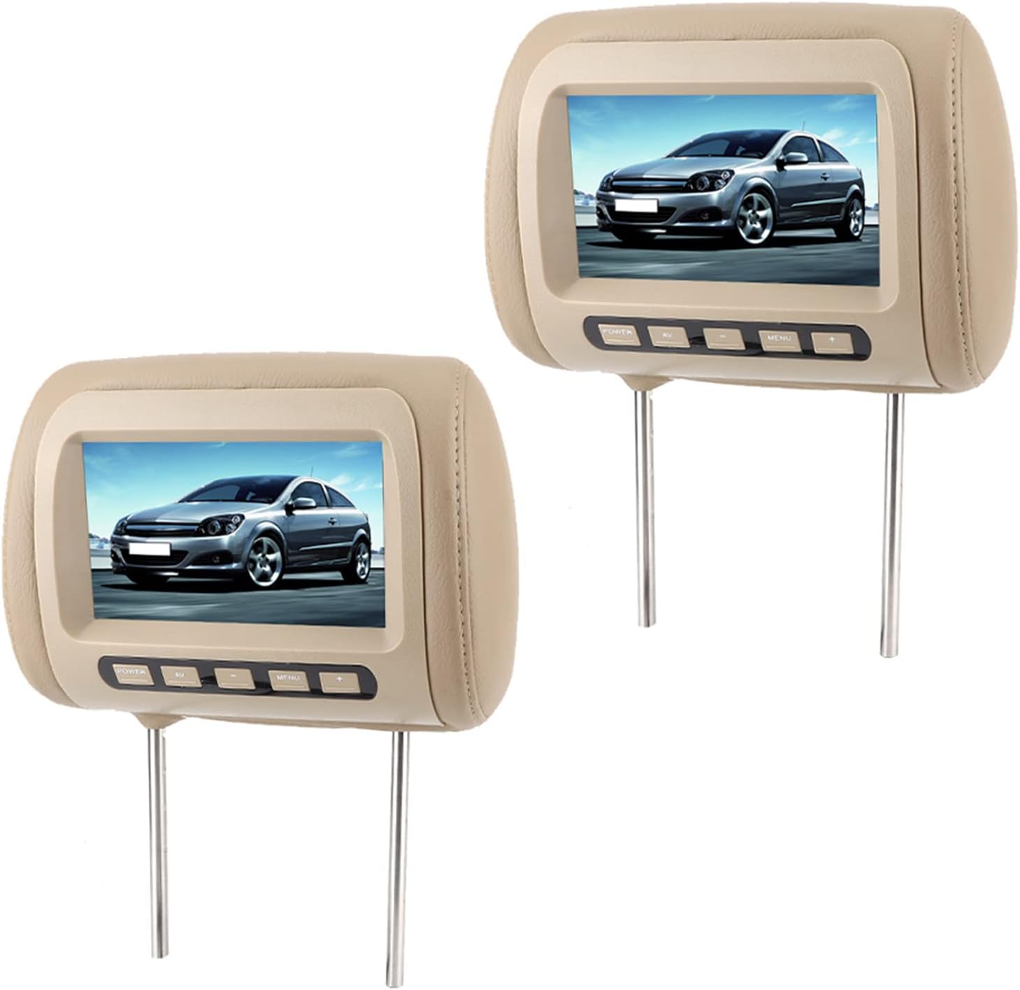 Car Headrest Video Players, 2pcs Universal 7 in HD Car Headrest Player LCD Video Player Control MP5 Display Brown - Bellso
