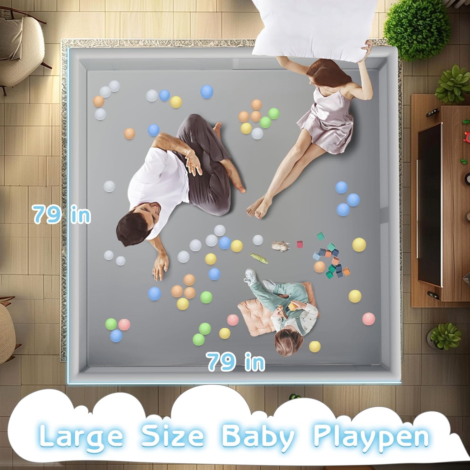 besuhot Large Baby Playpen 79x79 Inch, Playpens for Babies and Toddlers, Indoor & Outdoor - Bellso