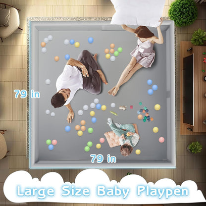 besuhot Large Baby Playpen 79x79 Inch, Playpens for Babies and Toddlers, Indoor & Outdoor - Bellso