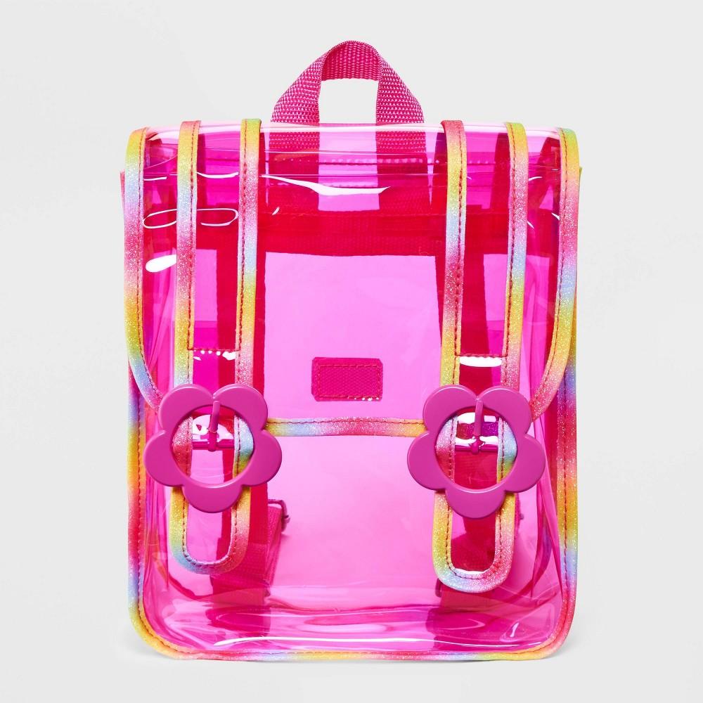 Kids' 11" Rainbow Jelly Clear Mini Backpack with Flower Buckles - Cat & JackTM Pink - Bellso