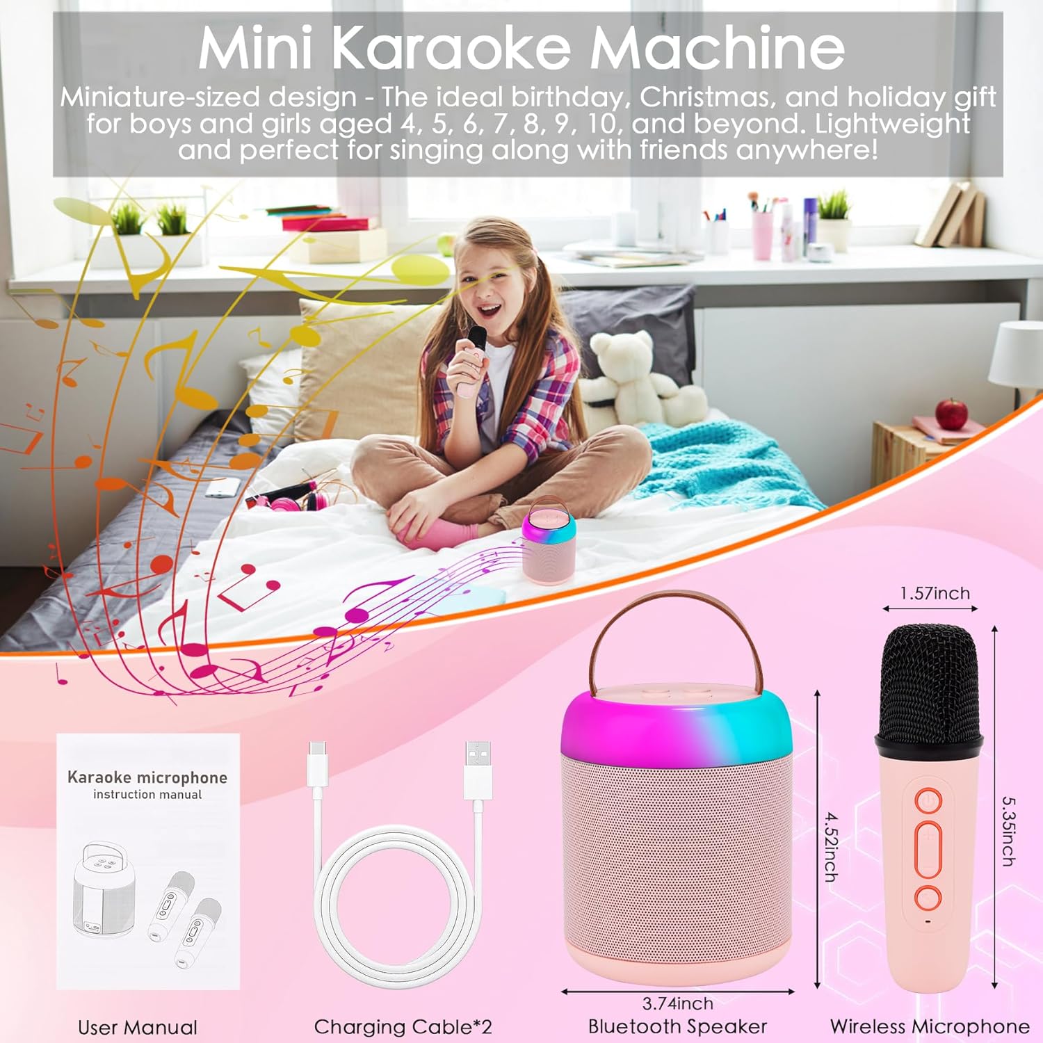 Birthday Gifts  Karaoke Machine Portable Bluetooth Speaker with Wireless Microphone - Bellso