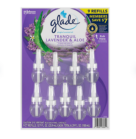 Glade PlugIns Scented Oil Refills, Tranquil Lavender & Aloe, 9 refills - Bellso