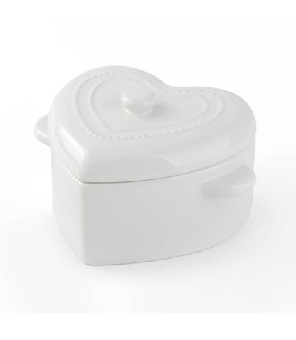 Target Bullseye Playground Valentines Day Heart Shaped Dutch Oven White Ceramic - Bellso