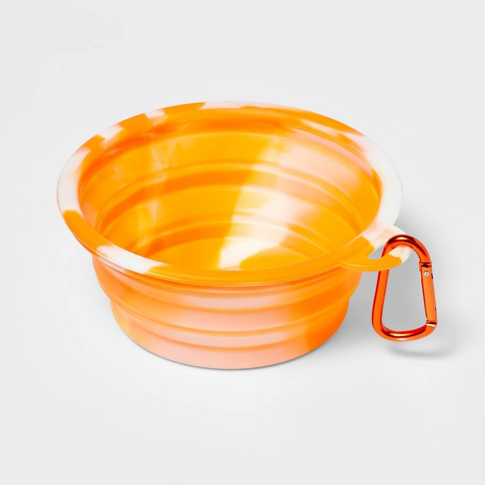 Collapsible Dog Bowl with Carabiner - Tie-Dye Orange - Bellso