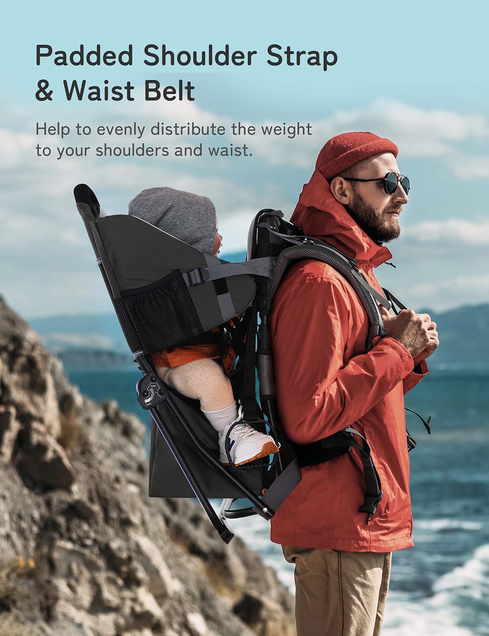 besrey Baby Backpack Carrier, Toddler Hiking Backpack with Safety 3-Height Seat, Adjustable Straps&Waist Belt - Bellso
