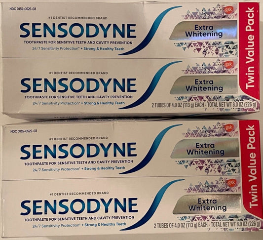 Sensodyne Maximum Strength & Extra Whitening (Pack of 4) Net WT 6.5 oz per Tube - Bellso