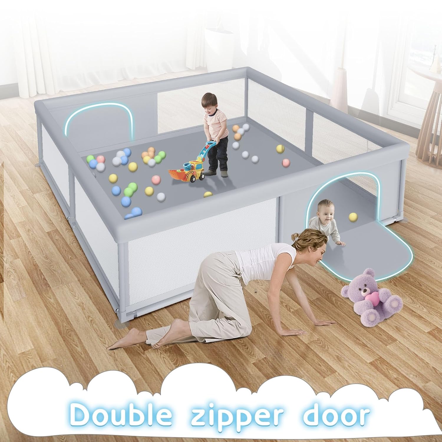 besuhot Large Baby Playpen 79x79 Inch, Playpens for Babies and Toddlers, Indoor & Outdoor - Bellso