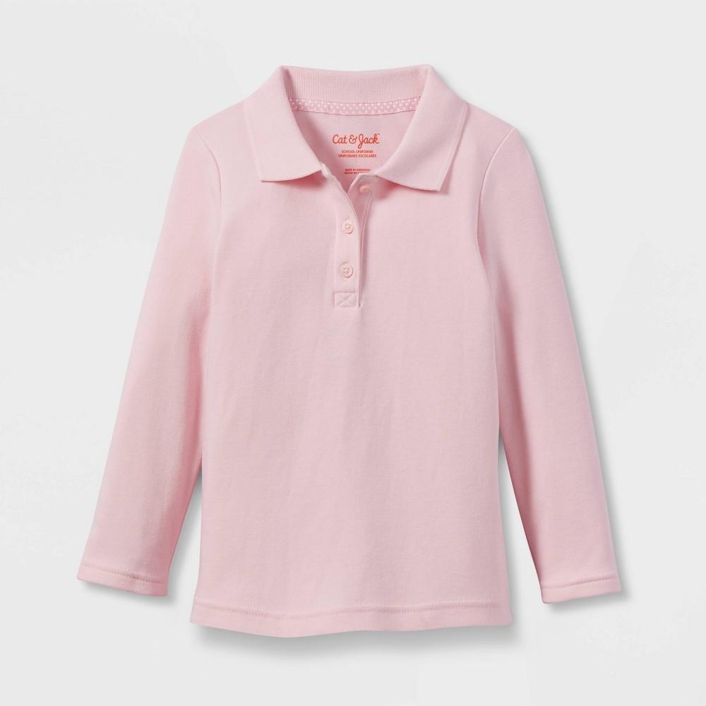 Toddler Girls' Long Sleeve Interlock Uniform Polo Shirt - Cat & JackTM Rose 5T - Bellso
