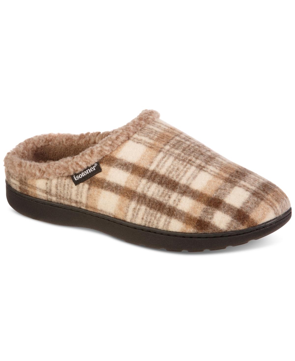 Isotoner Men's Plaid Hoodback Slipper Size 13-14 - Bellso