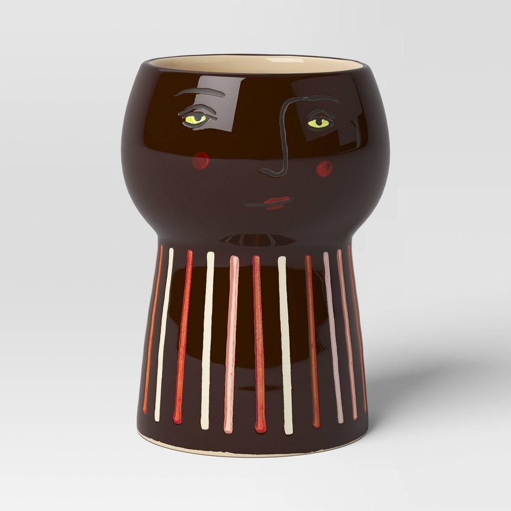 Family Ceramic Indoor Outdoor Planter Pot Dark Brown/Multicolor 4.33"x4.33" -oldtm - Bellso