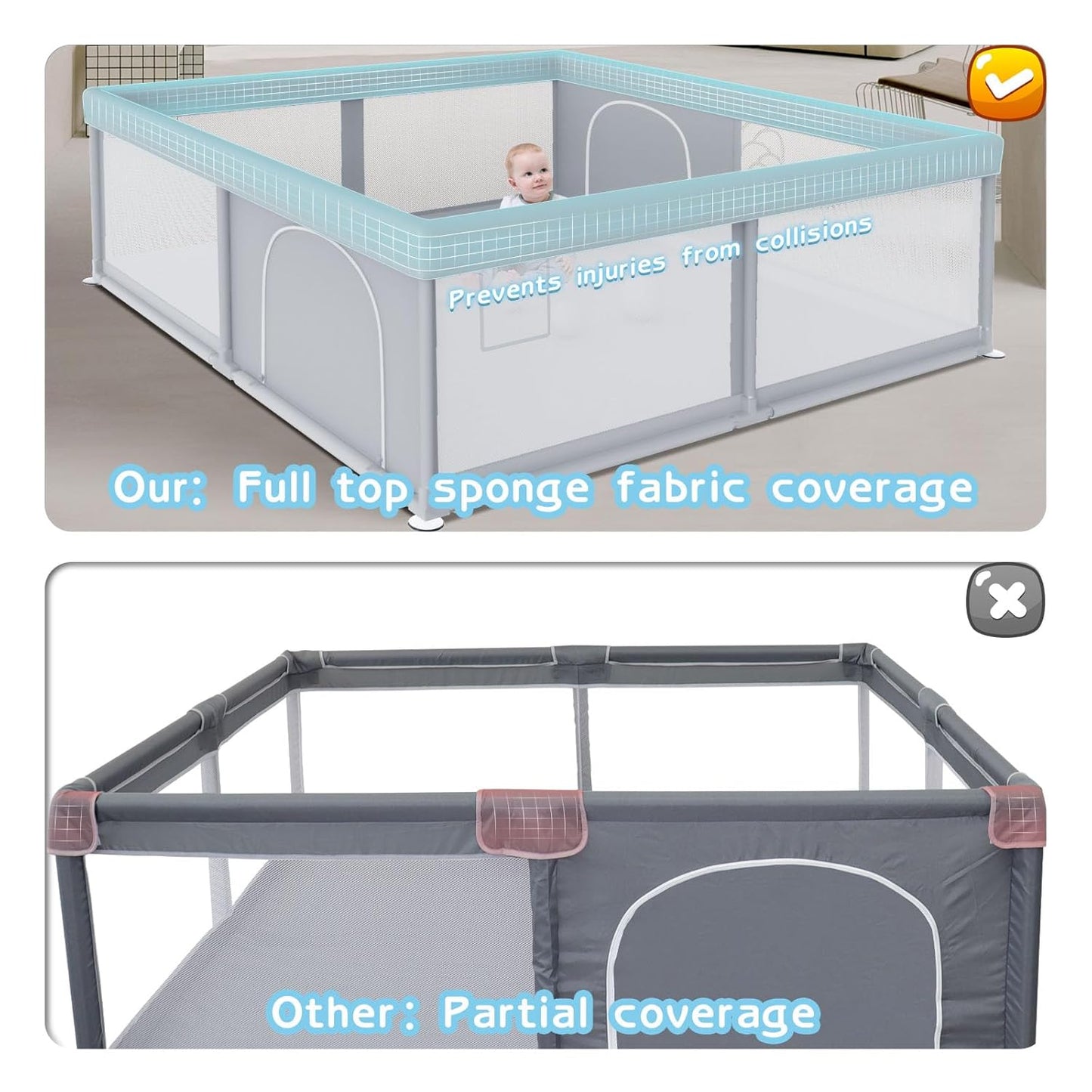 besuhot Large Baby Playpen 79x79 Inch, Playpens for Babies and Toddlers, Indoor & Outdoor - Bellso