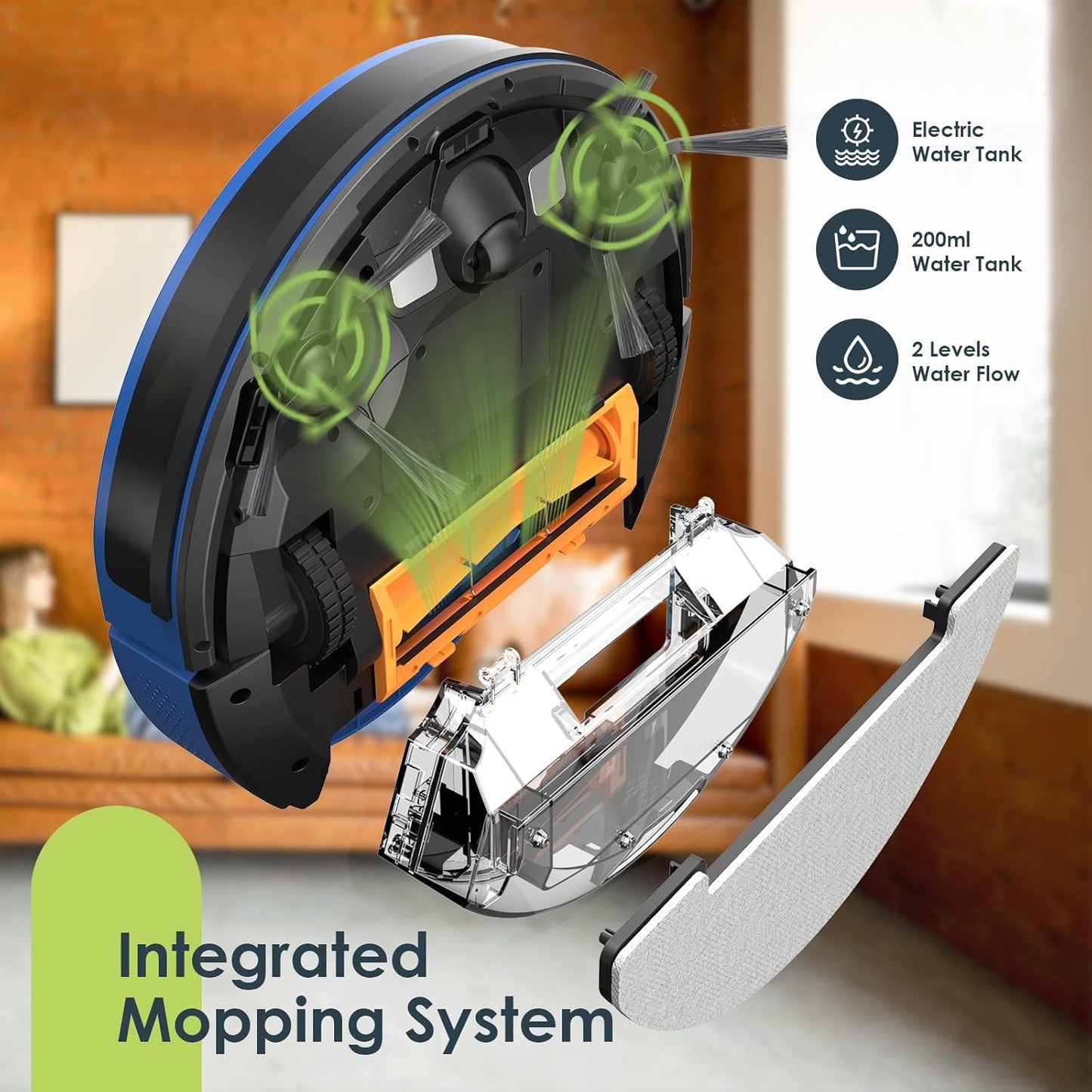 Robot Vacuum, 3 in 1 Robotic Vacuum and Mop Combo with Schedule, Mopping Robot Vacuum Cleaner - Bellso