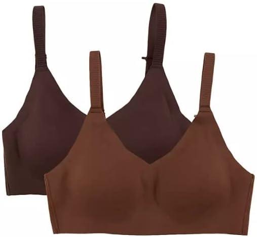 MEMBER ' S MARK Ladies 2 Pack Bonded Adjustable Bralette (AS1, Alpha, Xx_L, Regular, Regular, French Roast/Deep Chocolate) - Bellso
