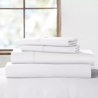 Member's Mark Organic Cotton Sheet Set, Artic White, Full Size, 300 Thread Count - Bellso