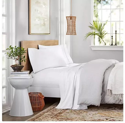 Member's Mark Organic Cotton Sheet Set, Artic White, Full Size, 300 Thread Count - Bellso