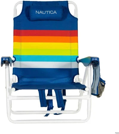 Nautica Folding Beach Chair, Padded Straps Cup Holders, Over The Rainbow - Bellso